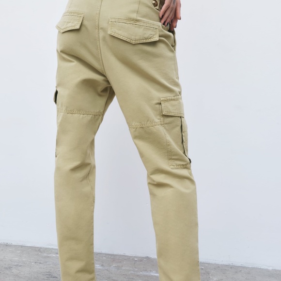 NWT ZARA WIDE LEG MID RISE LOOSE FIT PANTS Beige - Picture 7 of 11